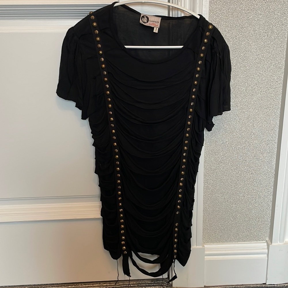 LANVIN black studded top SZ S